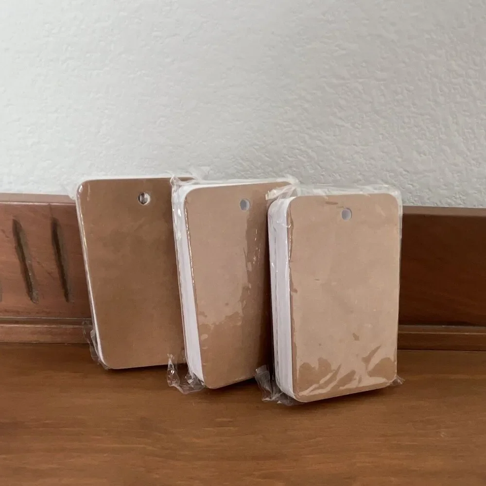 Brown Kraft Paper Flash Cards with Ring, Set of 3